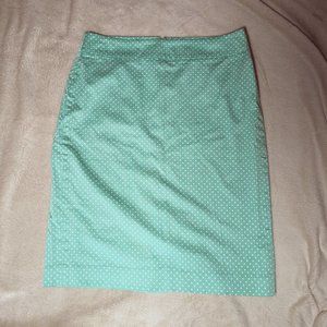 Ann Taylor Size 6 Sea Green Pixie Dot Knee-length Preppy Pencil Skirt